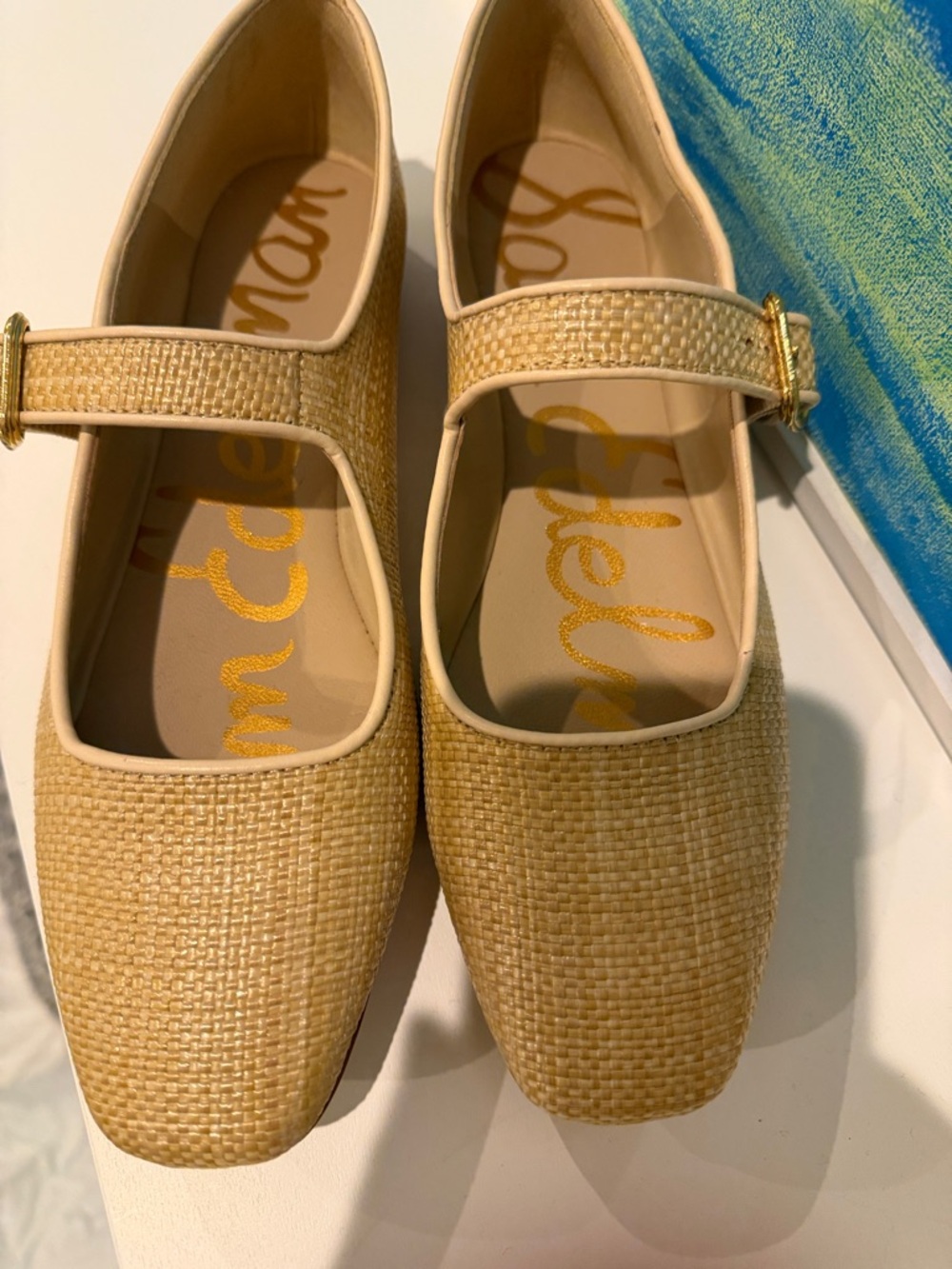 Sam Edelman Michaela Mary Jane Flats - Bleached Beechwood